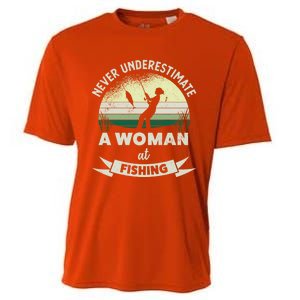 Wo At Fishing Funny Fisher Xmas Funny Gift Mom Gift Cooling Performance Crew T-Shirt