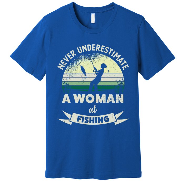 Wo At Fishing Funny Fisher Xmas Funny Gift Mom Gift Premium T-Shirt