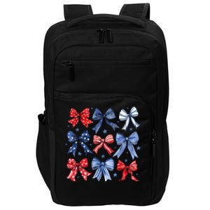 Women American Flag Coquette Bows 4th Of July Patriotic Bows Girl Gift Impact Tech Backpack