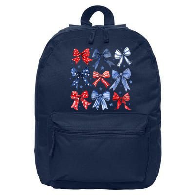 Women American Flag Coquette Bows 4th Of July Patriotic Bows Girl Gift 16 in Basic Backpack