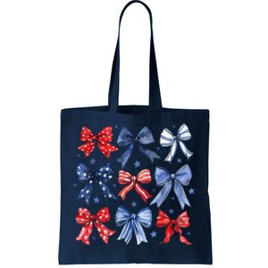 Women American Flag Coquette Bows 4th Of July Patriotic Bows Girl Gift Tote Bag