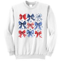 Women American Flag Coquette Bows 4th Of July Patriotic Bows Girl Gift Sweatshirt