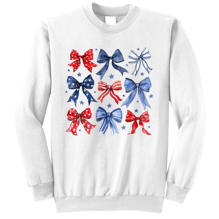 Women American Flag Coquette Bows 4th Of July Patriotic Bows Girl Gift Sweatshirt