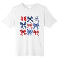 Women American Flag Coquette Bows 4th Of July Patriotic Bows Girl Gift Tall Fusion ChromaSoft Performance T-Shirt