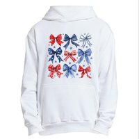 Women American Flag Coquette Bows 4th Of July Patriotic Bows Girl Gift Urban Pullover Hoodie