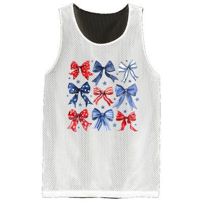 Women American Flag Coquette Bows 4th Of July Patriotic Bows Girl Gift Mesh Reversible Basketball Jersey Tank