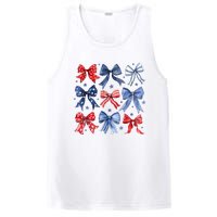 Women American Flag Coquette Bows 4th Of July Patriotic Bows Girl Gift PosiCharge Competitor Tank