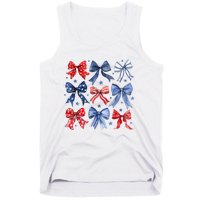 Women American Flag Coquette Bows 4th Of July Patriotic Bows Girl Gift Tank Top