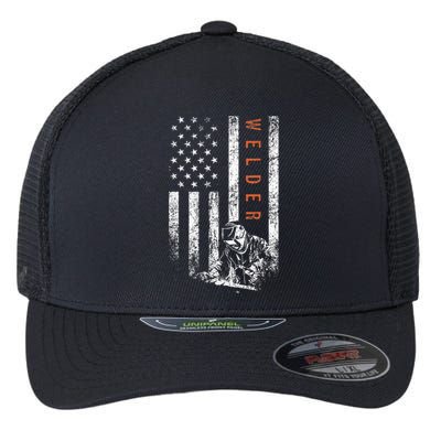 Welder American Flag Design Welding Flexfit Unipanel Trucker Cap