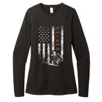 Welder American Flag Design Welding Womens CVC Long Sleeve Shirt