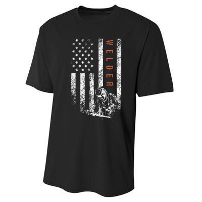 Welder American Flag Design Welding Performance Sprint T-Shirt