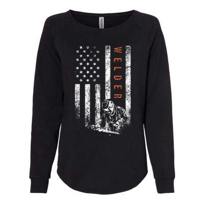 Welder American Flag Design Welding Womens California Wash Sweatshirt