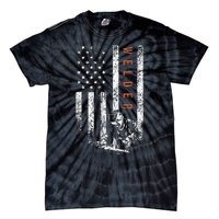 Welder American Flag Design Welding Tie-Dye T-Shirt