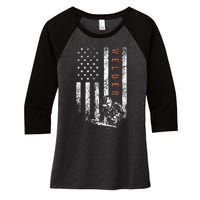 Welder American Flag Design Welding Women's Tri-Blend 3/4-Sleeve Raglan Shirt