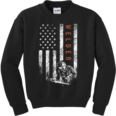 Welder American Flag Design Welding Kids Sweatshirt