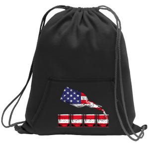 Whiskey American Flag Glasses 4th of July  USA Sweatshirt Cinch Pack Bag