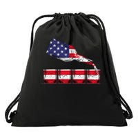 Whiskey American Flag Glasses 4th of July  USA Drawstring Bag