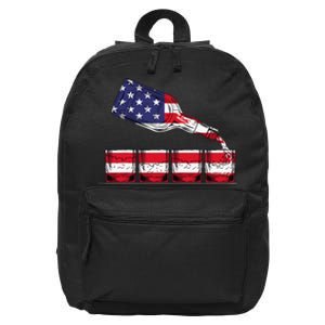 Whiskey American Flag Glasses 4th of July  USA 16 in Basic Backpack