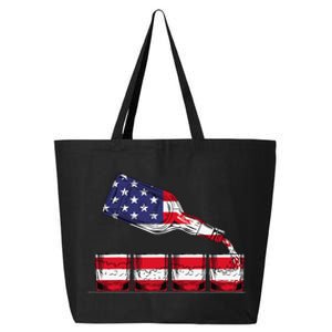 Whiskey American Flag Glasses 4th of July  USA 25L Jumbo Tote