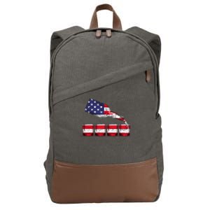 Whiskey American Flag Glasses 4th of July  USA Cotton Canvas Backpack