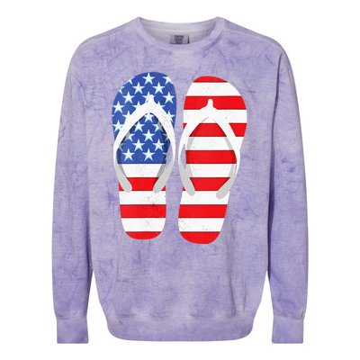 Womens American Flag Flip Flops Comfortable Slippers Flip Flops Colorblast Crewneck Sweatshirt