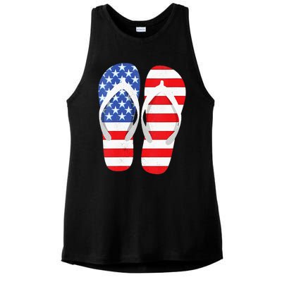 Womens American Flag Flip Flops Comfortable Slippers Flip Flops Ladies PosiCharge Tri-Blend Wicking Tank