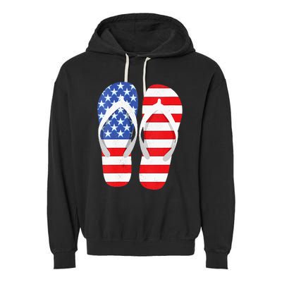 Womens American Flag Flip Flops Comfortable Slippers Flip Flops Garment-Dyed Fleece Hoodie