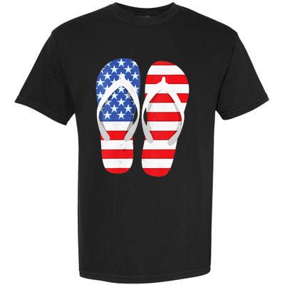 Womens American Flag Flip Flops Comfortable Slippers Flip Flops Garment-Dyed Heavyweight T-Shirt