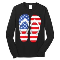 Womens American Flag Flip Flops Comfortable Slippers Flip Flops Long Sleeve Shirt