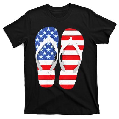 Womens American Flag Flip Flops Comfortable Slippers Flip Flops T-Shirt