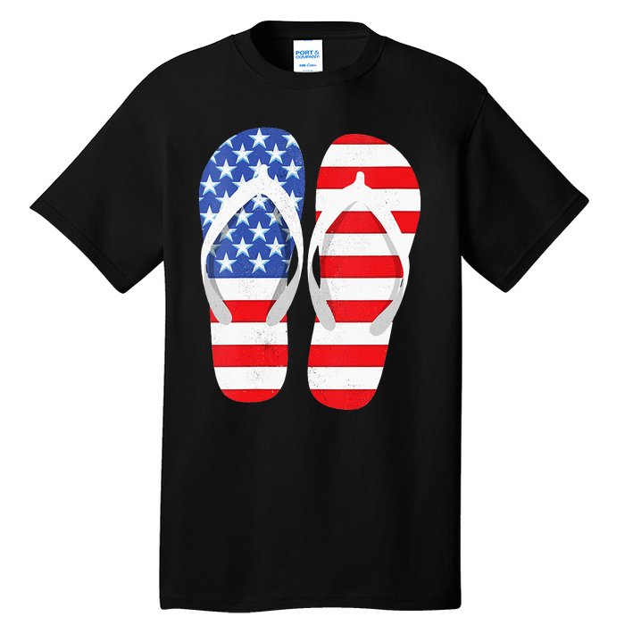 Womens American Flag Flip Flops Comfortable Slippers Flip Flops Tall T-Shirt