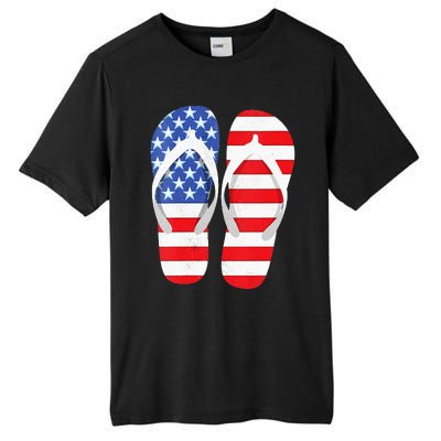 Womens American Flag Flip Flops Comfortable Slippers Flip Flops Tall Fusion ChromaSoft Performance T-Shirt