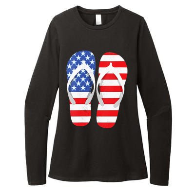 Womens American Flag Flip Flops Comfortable Slippers Flip Flops Womens CVC Long Sleeve Shirt