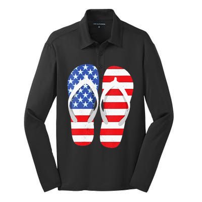 Womens American Flag Flip Flops Comfortable Slippers Flip Flops Silk Touch Performance Long Sleeve Polo