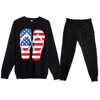 Womens American Flag Flip Flops Comfortable Slippers Flip Flops Premium Crewneck Sweatsuit Set