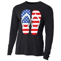 Womens American Flag Flip Flops Comfortable Slippers Flip Flops Cooling Performance Long Sleeve Crew