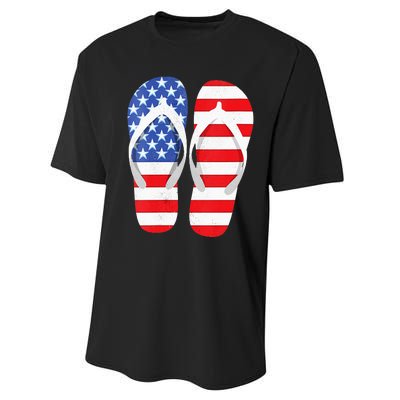 Womens American Flag Flip Flops Comfortable Slippers Flip Flops Performance Sprint T-Shirt