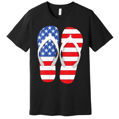 Womens American Flag Flip Flops Comfortable Slippers Flip Flops Premium T-Shirt