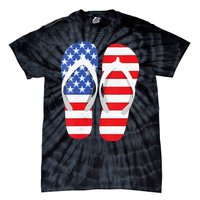 Womens American Flag Flip Flops Comfortable Slippers Flip Flops Tie-Dye T-Shirt