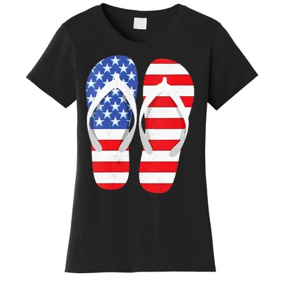 Womens American Flag Flip Flops Comfortable Slippers Flip Flops Women's T-Shirt