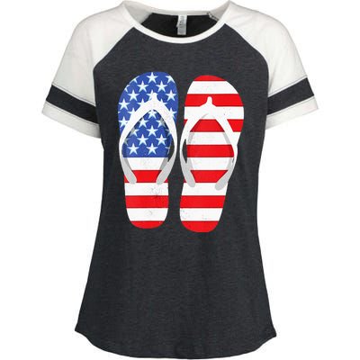 Womens American Flag Flip Flops Comfortable Slippers Flip Flops Enza Ladies Jersey Colorblock Tee