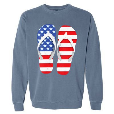 Womens American Flag Flip Flops Comfortable Slippers Flip Flops Garment-Dyed Sweatshirt