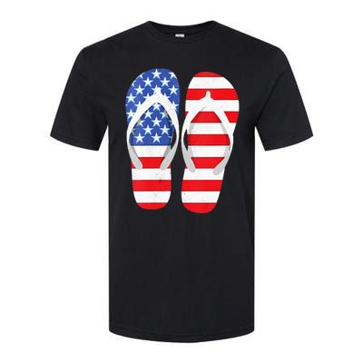 Womens American Flag Flip Flops Comfortable Slippers Flip Flops Softstyle CVC T-Shirt