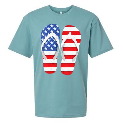 Womens American Flag Flip Flops Comfortable Slippers Flip Flops Sueded Cloud Jersey T-Shirt