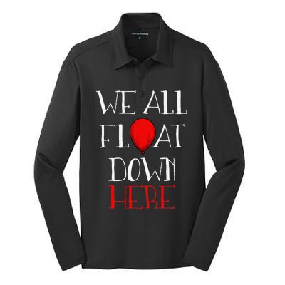 We All Float Down Here Halloween Costume Silk Touch Performance Long Sleeve Polo