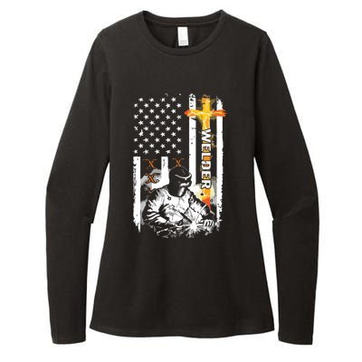 Welder American Flag Welding Fusing Material Funny Technical Womens CVC Long Sleeve Shirt