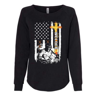 Welder American Flag Welding Fusing Material Funny Technical Womens California Wash Sweatshirt