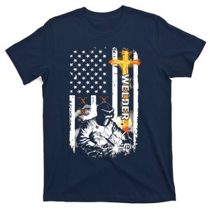 Welder American Flag Welding Fusing Material Funny Technical T-Shirt