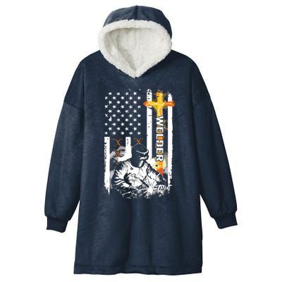 Welder American Flag Welding Fusing Material Funny Technical Hooded Wearable Blanket