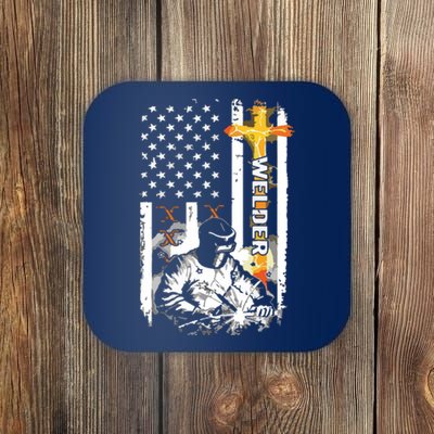 Welder American Flag Welding Fusing Material Funny Technical Coaster